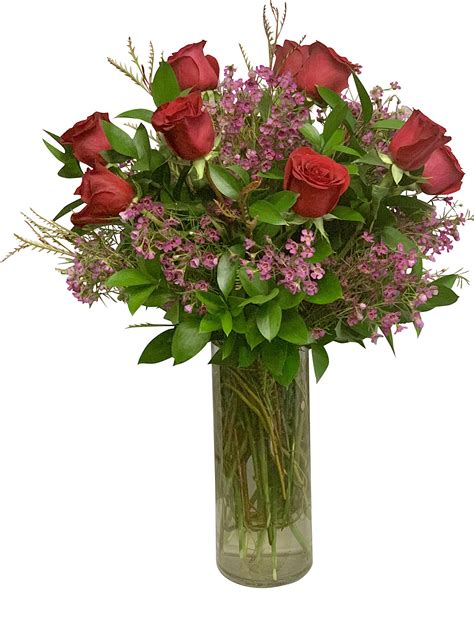 1 Dozen Rosaprima Red Roses With Waxflower And Ruscus The Cutting Garden