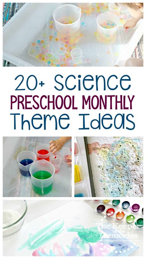 I have several of these on my list to try. 20 Science Preschool Monthly Theme Ideas