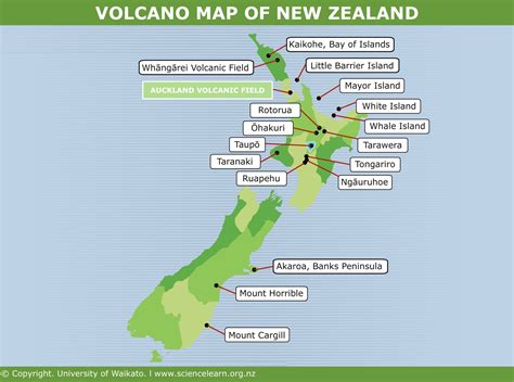 Map Of Volcanoes In New Zealand State Coastal Towns Map