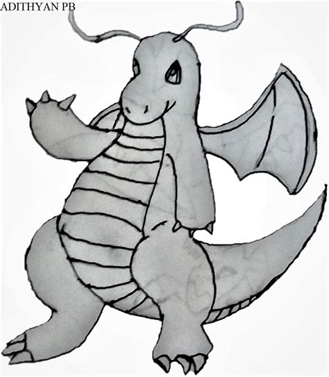 How To Draw Dragonite By Adithyan Pb