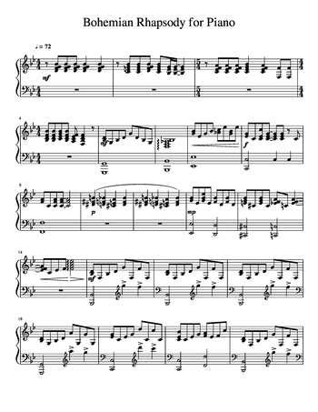 Iwas trying to find any sheet music for bohemian rhapsody but it was really hard back then and it tookweeks! Bohemian Rhapsody for piano free sheet music by Queen ...