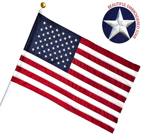 G128 American Usa Us Flag 3x5 Ft Pole Sleeve Banner Style Embroidered