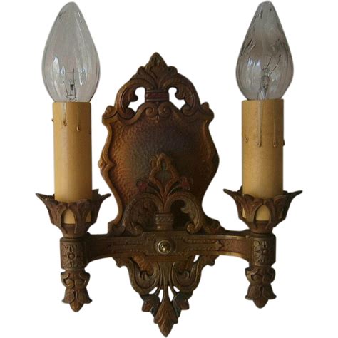 Set Of 3 Vintage Gothic Style Wall Sconce Light Fixtures By Markel From