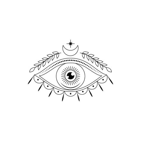Premium Vector All Seeing Eye In Line Art Style On White Background