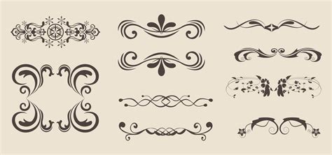 Decorative Text Dividers Floral Ornament Border Vintage Hand Drawn