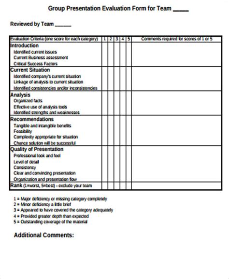 Free 9 Sample Presentation Evaluation Forms In Ms Word Pdf