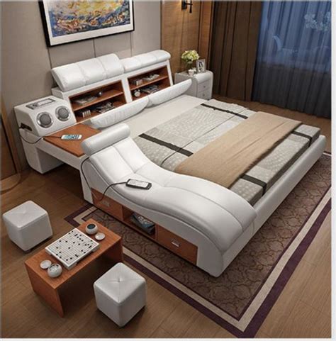 Now from $2,720.00 more options available. Genuine leather bed frame Soft Beds massager storage safe ...