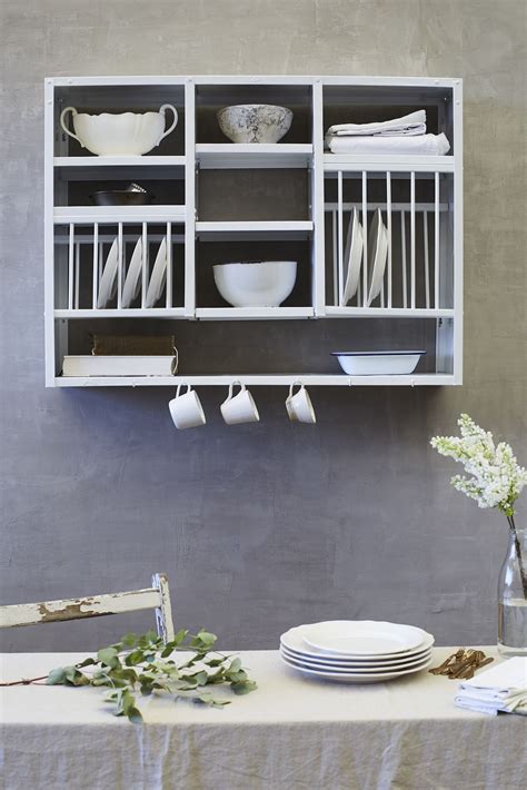 White Mighty Rack Modern Plates Open Shelving Kitchen Cabinets