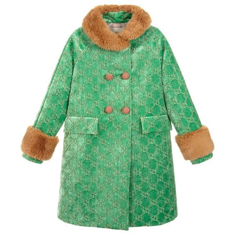 Gucci Girls Green Gg Velvet Coat In 2021 Velvet Coat Green Velvet