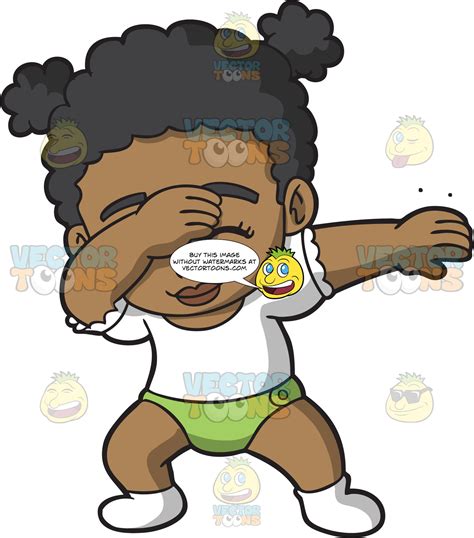 The poor kid's prematurely bald! Dabbing Black Baby Girl - Clipart Cartoons By VectorToons