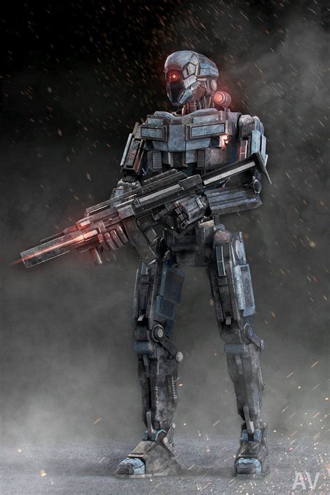 Robotic Future Soldier Andrew Voelkl Futuristic Robot Sci Fi Concept Art Battle Droid