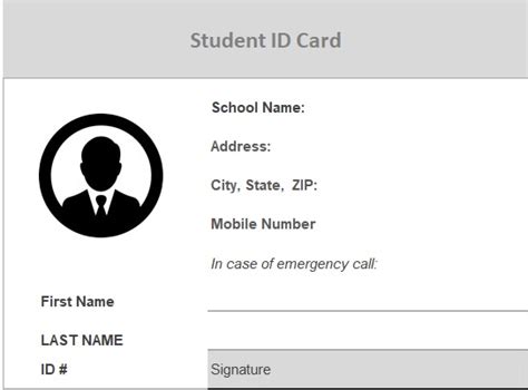 Student Id Card Template 6 Free Printable Documents Word Excel