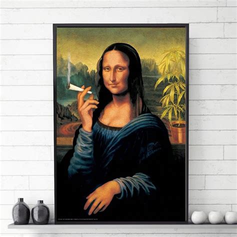 Mona Lisa Smoking Weed Vertical Canvas