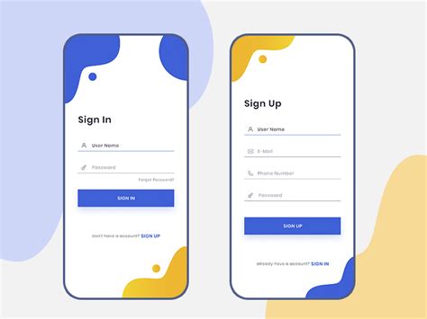 Sign In And Sign Up App Screen Uplabs