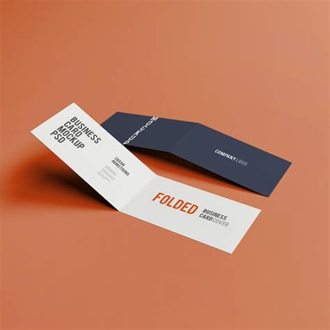 Folded Business Card Mockup Premium Psd File