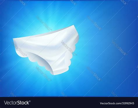 Shiny White Female Panties On Blue Background Vector Image