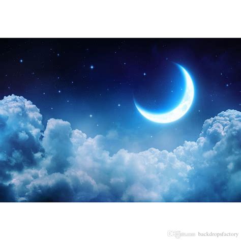 2019 Night Starry Sky Crescent Moon Party Backdrop Printed