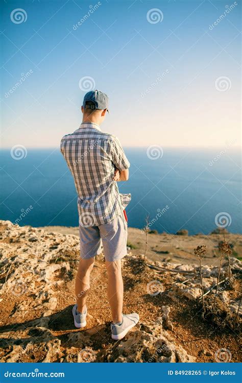 Man Standing Near Edge Stock Image Image Of Outdoor 84928265
