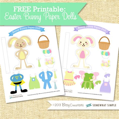 Download these cheerful coloring pages for artsy fun that will keep little hands busy and coloring away! Free Printable Easter Bunny Paper Dolls