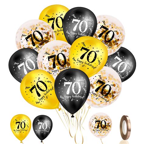 Buy Yumcute 70th Birthday Balloons 30 Pcs 12inch Black Gold Balloons
