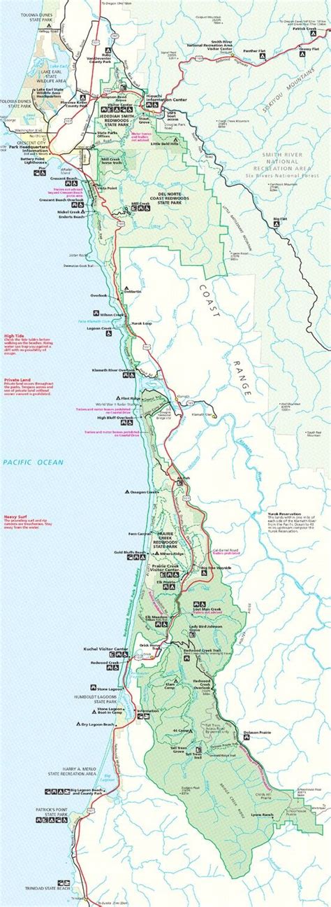 Map Illustrates Redwood National And State Parks Features And