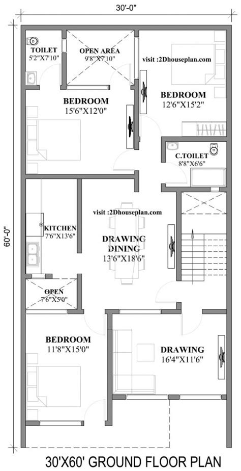 30 Feet By 60 Feet 30x60 House Plan 59 Off