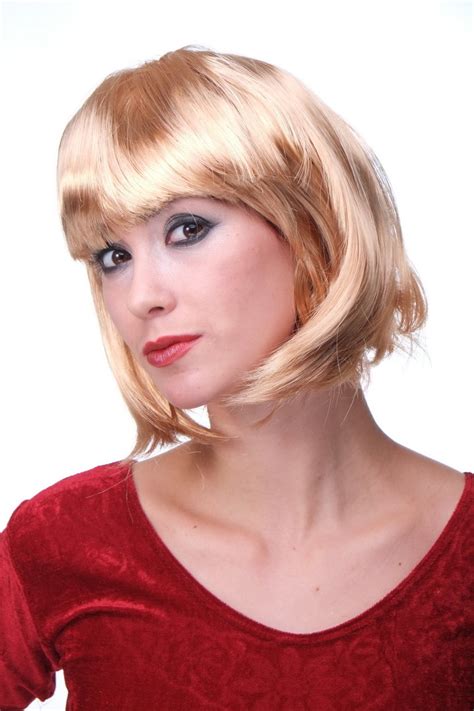 Wig Me Up Party Fancy Dress Halloween Lady Wig Bob Fringe Short Sexy Golden Blond Goldblond Disco