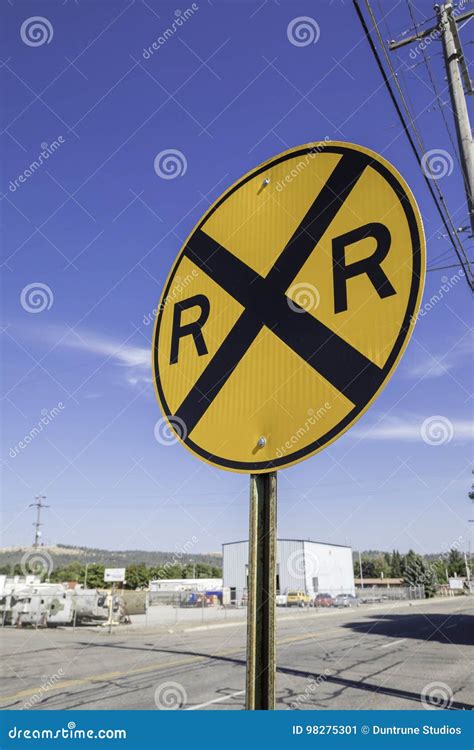 Railroad Crossing Sign Stock Image Image Of Stop Danger 98275301