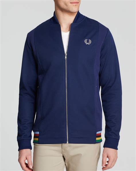 Lyst Fred Perry Bomber Neck Track Jacket In Blue For Men