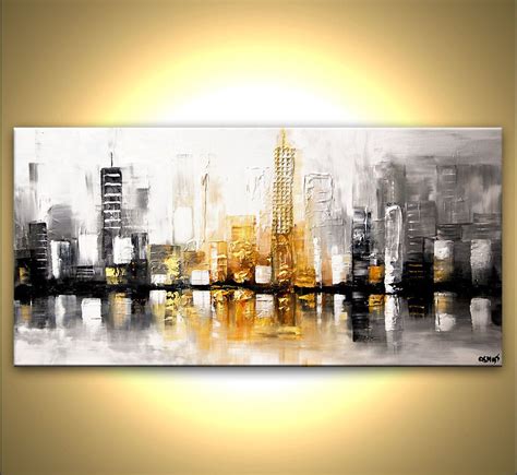 Black White Cityscape Painting Streets Abstract Painting On Etsyde