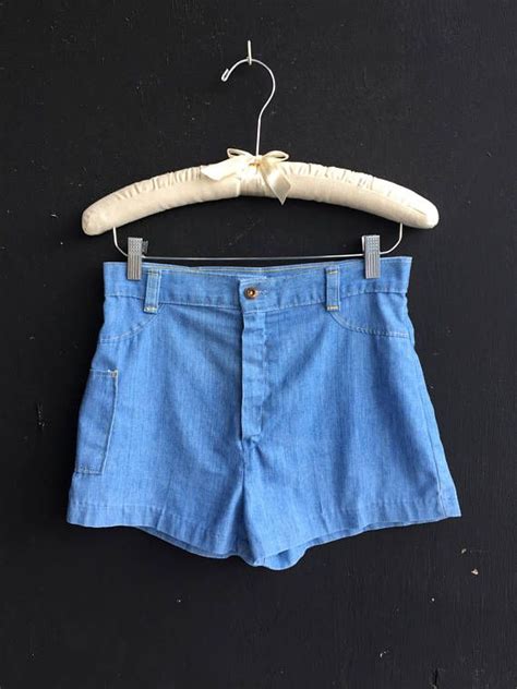 Vintage 1970s High Waist Shorts 70s Chambray Light Wash Etsy High Waisted Shorts High
