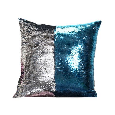 Mermaid Pillow Cover Bluesilver Change Color Sequins Cushion Inverted