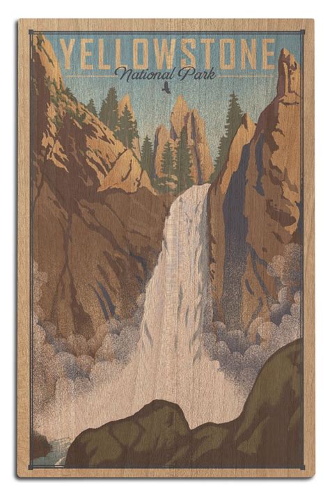 yellowstone national park wyoming tower falls litho 93103 poster canvas wall art print