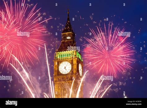 Explosive Fireworks Display Fills The Sky Around Big Ben New Years