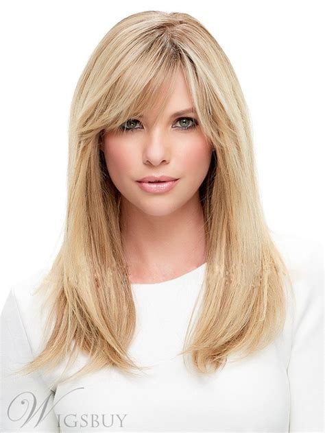 Side Part Long Straight Hair With Bangs Women Wigs 20 Inches