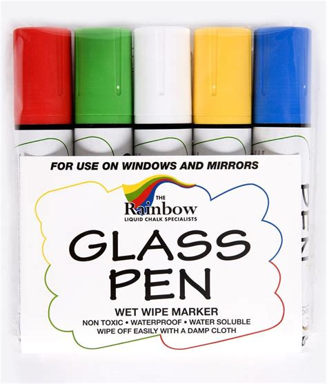 Glass Pens 15mm Broad Nib Assorted Packed Rainbow Chalk Markers
