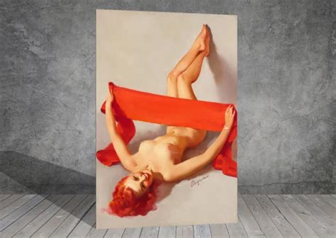 Gil Elvgren Nude Naked Woman Vintage Pin Up Girl Canvas Art Print Poster Picclick Uk