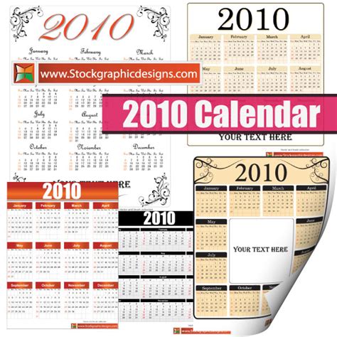 2010 Free Vector Calendar Free Vectors And Graphics