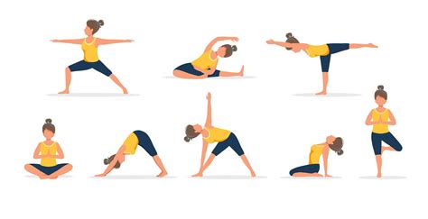 Woman Practicing Yoga Set Of Different Poses 1313765 Vector Art At
