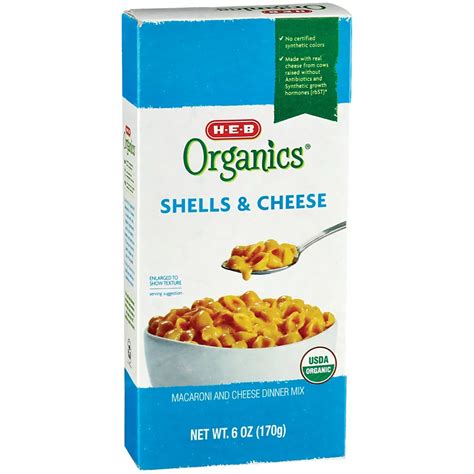 h e b organics shells and cheese shop pantry meals at h e b