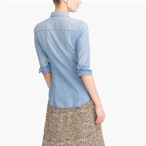 Jcrew Cotton Chambray Shirt In Perfect Fit In Blue Lyst