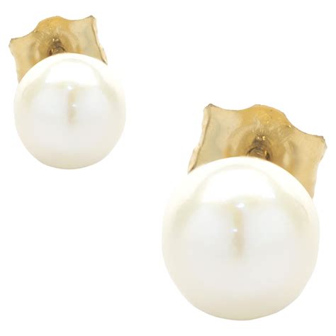 Karat Yellow Gold Pearl Stud Earrings For Sale At Stdibs