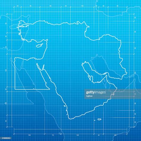 Middle East Map On Blueprint Background High Res Vector Graphic Getty