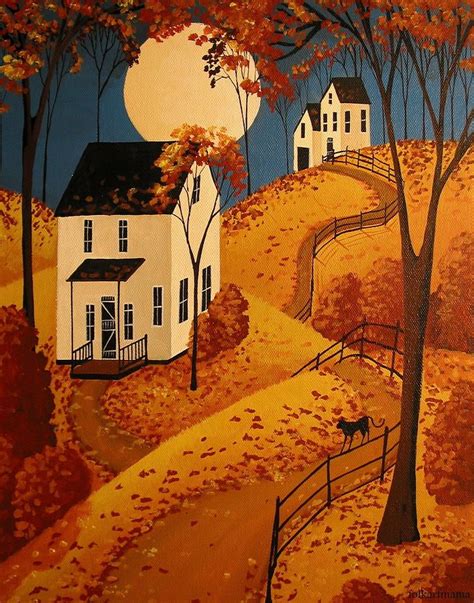 Landscape Painting When Will All The Leaves Fall Folk Art By Debbie