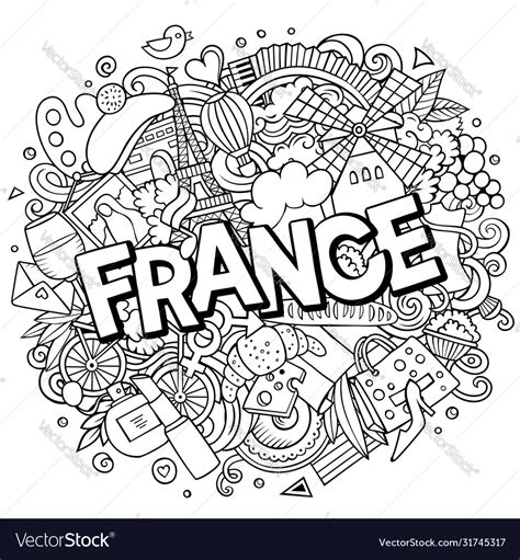 France Hand Drawn Cartoon Doodles Royalty Free Vector Image