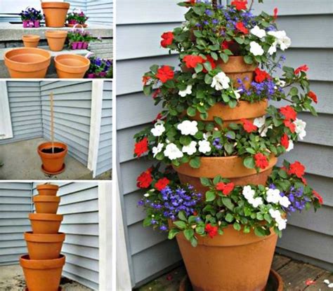 Clay Pot Flower Tower Diy Ideas Video Instructions Flower Pot Tower