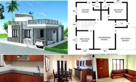 800 Sq Ft 2 Bedroom Contemporary Style Single Floor House