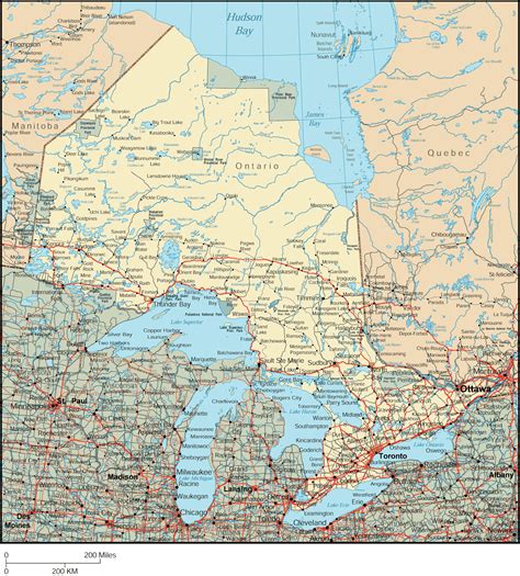 Ontario Map Detailed Map Of Ontario Canada Ontario Map Map World