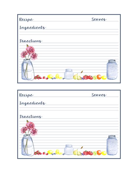 Free Printable Mason Jar Recipe Cards Printable Templates