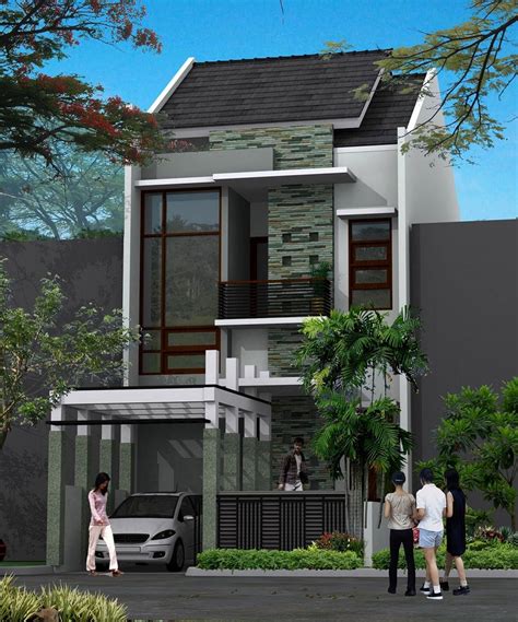 Rumah/lahan tetangga pada kedua sisi samping dan belakang, sehingga sirkulasi dalam membuat rancangan gambar denah ruangan dari desain rumah 2 lantai dengan ukuran lebar lahan 8 x 15 meter yang merupakan bangunan dengan. fasad bangunan | boekoe tjatatan